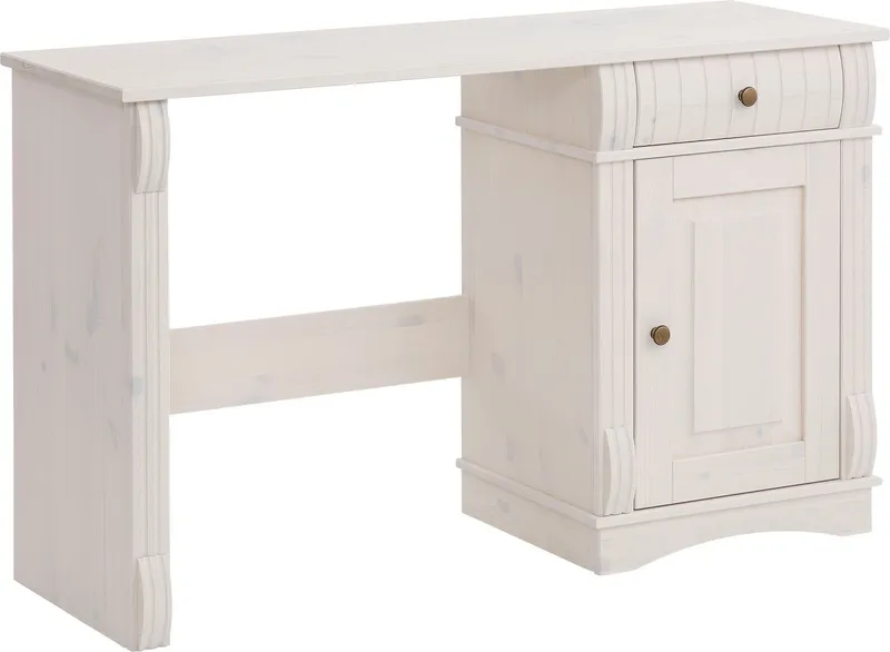 OTTO home Schreibtisch Teresa (Maße (B/T/H): 120/37/73 cm), Computertisch mit Schublade, Massivholz, Breite 120 cm, Weiß, – Produktbild 2 von 5