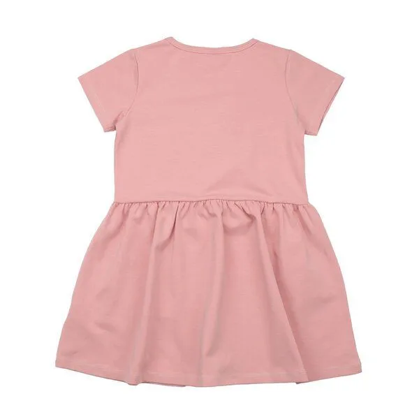 Walkiddy Kinder Kleid GOTS zertifiziert – Rosa mit Blumenmotiv, Kurzarm, weich & bequem | von Walkiddy, Pink, – Produktbild 2 von 3