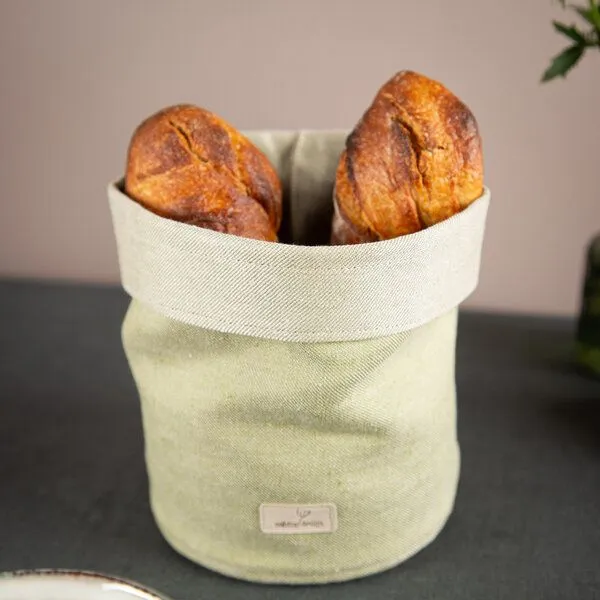 nahtur-design nahtur-design Brotkorb, Obstkorb oder Utensilo aus Bioleinen, Moos (grün), – Produktbild 3 von 4
