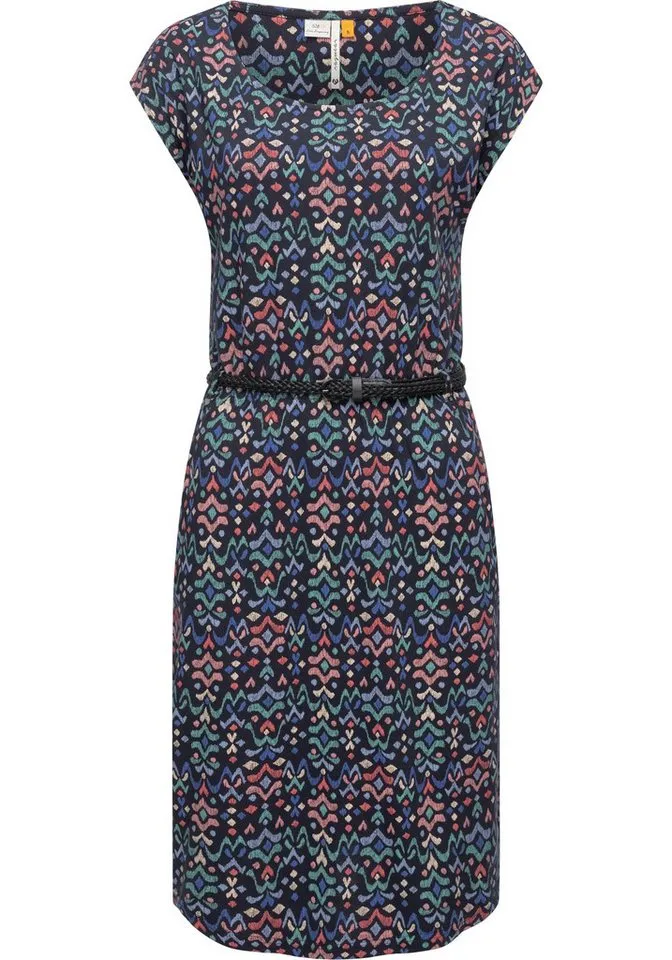 ragwear ragwear Shirtkleid Lilithe Ikat stylisches Damen Sommerkleid mit Taillengürtel, Blau, – Produktbild 1 von 1