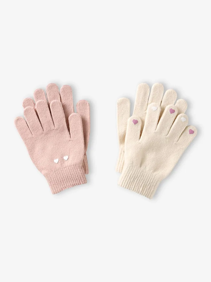 Vertbaudet 2er-Pack mitwachsende Mädchen Handschuhe, Beige meliert, – Produktbild 1 von 4