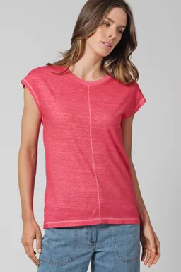 HempAge Hempage Damen vegan T-Shirt Mit Ziernähten Magnolienrosa – Produktbild 1 von 1