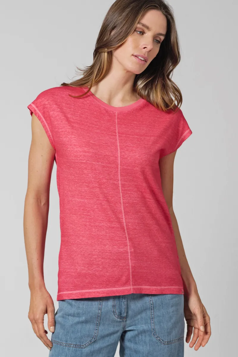 HempAge Hempage Damen vegan T-Shirt Mit Ziernähten Magnolienrosa, Rosa, – Produktbild 1 von 2