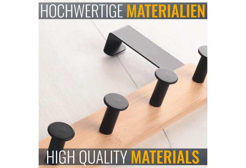 RICOO Garderobenleiste Tür Hakenleiste Hängegarderobe Türhakenleiste aus Bambus Stahl 4 Haken (1-er Set / 1 Stk. / MH029N-4, 1 St., Türgarderobe Garderobenhaken Tür Hakenleiste Platzsparende Garderobe), Garderobe ohne Bohren Kleiderhaken Tür bis max 23mm Türbreite, Braun, – Produktbild 3 von 5