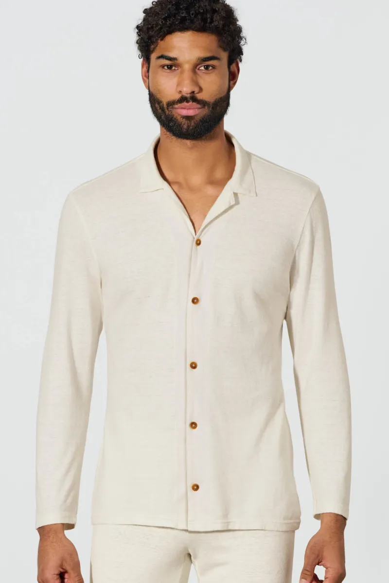 HempAge Hempage Herren vegan Pyjama Hemd Naturfarben, Weiß, – Produktbild 2 von 2
