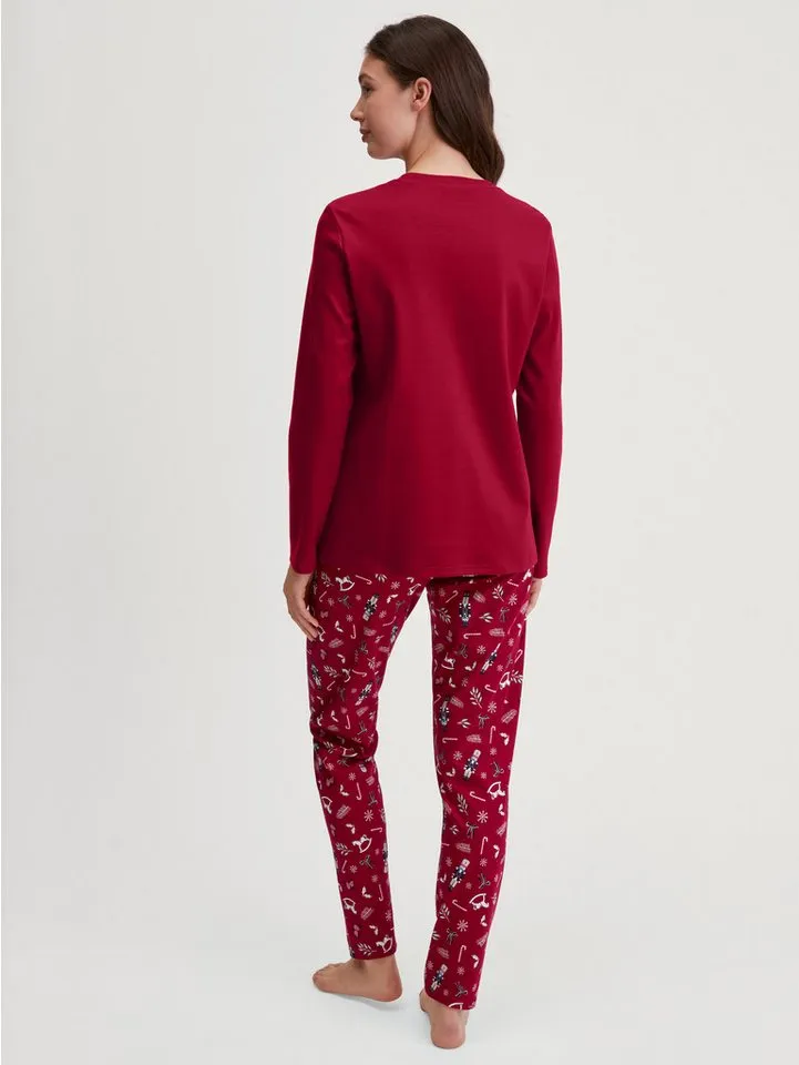 CALIDA CALIDA Pyjama Family & Friends Damen (2 tlg) weich, wärmend und komfortabel, Rot, – Produktbild 3 von 5