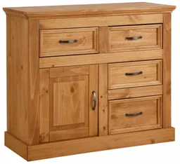 OTTO home Sideboard Selma Kommode mit 1 Tür, 3 Schubläden und 2 Fächer, Metallgriffe, aus massivem Kiefernholz, natürlichen Maserung, Breite/Höhe 100/87 cm – Produktbild 1 von 1