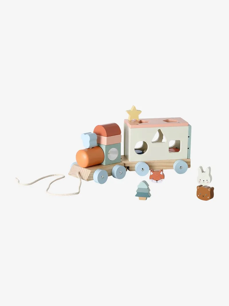 Vertbaudet Baby Activity-Zug WALDFREUNDE Holz FSC®, Wollweiß, – Produktbild 4 von 4