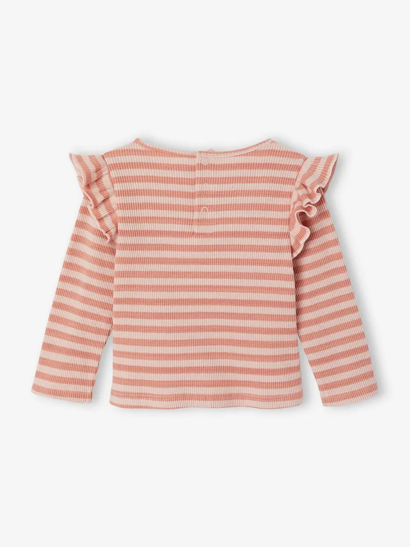 Vertbaudet Baby Shirt mit Volants und Herz-Stickerei, Rosa, – Produktbild 4 von 4