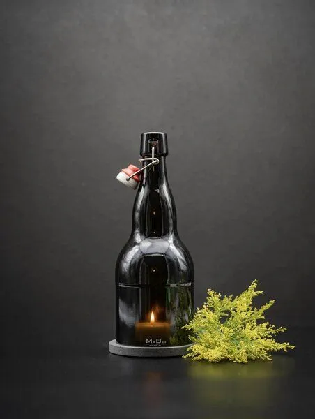 MaBe MaBe Windlicht - tolles Geschenk für alle Bier Fans, Schwarz, – Produktbild 1 von 3