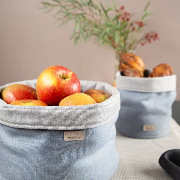 nahtur-design nahtur-design Brotkorb, Obstkorb oder Utensilo aus Bioleinen, Hellblau, – Produktbild 4 von 4