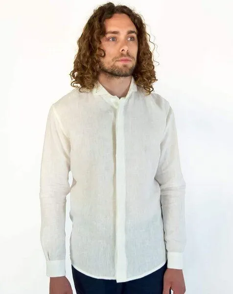 Aatise Aatise Zenith - Reines Leinenhemd Farbe Weiss slim fit - made in France, Weiß, – Produktbild 1 von 3