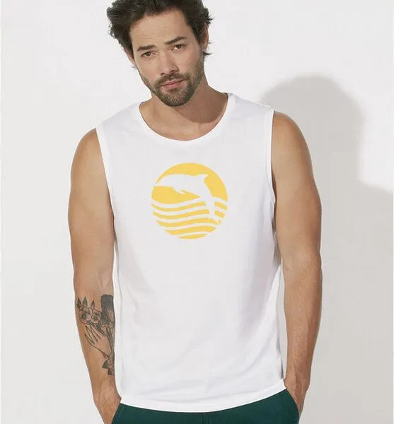 Picopoc Picopoc Sonnenaufgang mit Delfin / Ärmelloses T-Shirt, Weiss, – Produktbild 2 von 4