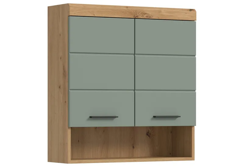 furnling Hängeschrank Scott 2 Türen, 1 offenes Fach, Stauraum, Badmöbel, Badschrank, 74 cm breit, Grün, – Produktbild 1 von 5
