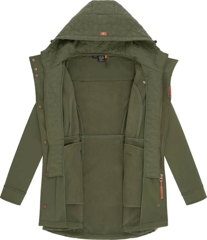 ragwear ragwear Softshellmantel Ybela sportliche, gefütterte Outdoorjacke mit Kapuze, Grün, – Produktbild 1 von 3