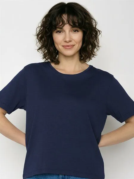 GreenBomb GREENBOMB Basic Nova - Kastiges T-Shirt aus Bio-Baumwolle / GOTS / Fair & Vegan, Blau (marineblau), – Produktbild 2 von 4