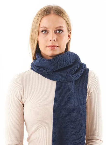 ORGANICATION ORGANICATION Unisex Strickschal aus Bio-Baumwolle, Navy, – Produktbild 1 von 4