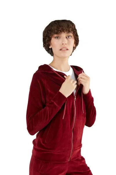 Leela Cotton Leela Cotton Damen Nicky Kapuzenjacke Bio-Baumwolle Jacke Hoodie1271, Bordeaux, – Produktbild 2 von 4