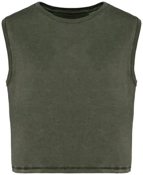 Kultgut Kultgut Biofair- Vegan Vintagelook CropTop - 100% Biobaumwolle, Warmgreen, – Produktbild 2 von 2