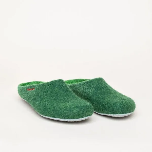 Magicfelt Magicfelt Filz-Hausschuh AP 701 aus 100% Merino-Wolle Pantoffeln für Damen & Herren mit Ledersohle, Dunkel-grün, – Produktbild 1 von 4