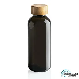 XD Collection GRS rPET Flasche mit Bambus-Deckel, schwarz – Produktbild 1 von 1