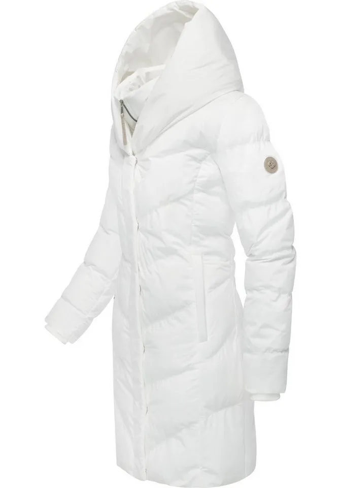 ragwear ragwear Steppmantel Natalka Soft YOUMODO Warmer Wintermantel mit hohem Kragen und Kapuze, Weiß, – Produktbild 3 von 4