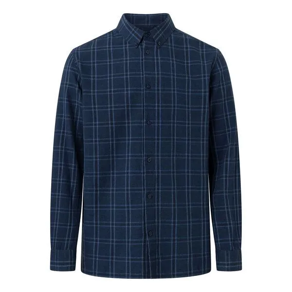 KnowledgeCotton Apparel KnowledgeCotton Apparel Kariertes Hemd aus Bio-Baumwolle und Bio-Leinen, Blau (navy check), – Produktbild 4 von 4