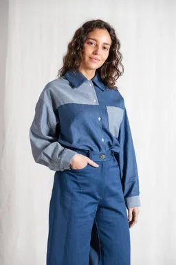 Jyoti - Fair Works Jyoti - Fair Works Damen vegan Hemd Langärmelig Ashrit Blau – Produktbild 1 von 1