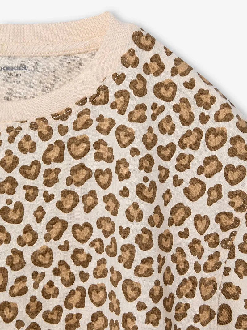 Vertbaudet Mädchen T-Shirt in Cropped-Länge, Beige/leo, – Produktbild 4 von 4