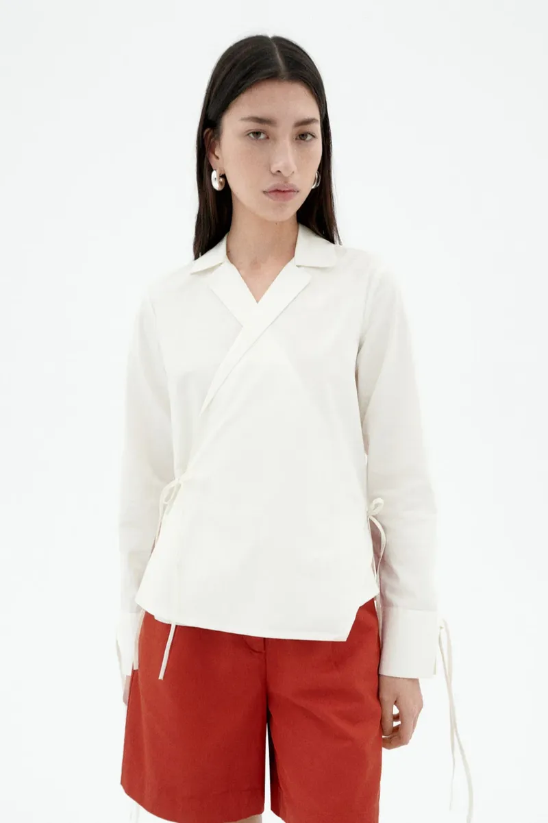 thinking mu Thinking MU Damen vegan Wickelbluse Lenie Weiß, Weiß, – Produktbild 2 von 2