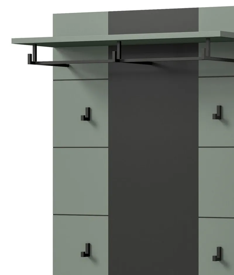 Inn.Furn Garderoben-Set Cooper, (Flurgarderobe in Salbei Grün und Basalt Grau, Set 3-teilig, ca. 160 x 190 cm), mit Soft-Close-Funktion, Grün, – Produktbild 5 von 5