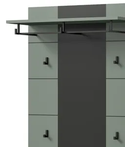 Inn.Furn Garderobenpaneel Cooper (Wandgarderobe in Salbei Grün und Basalt Grau, 80 x 145 cm), mit Kleiderstange und 7 Kleiderhaken – Produktbild 1 von 1