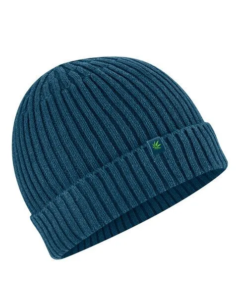 HempAge HempAge Strickmütze recycled Hanf/Biobaumwolle, Reef (blau), – Produktbild 3 von 3