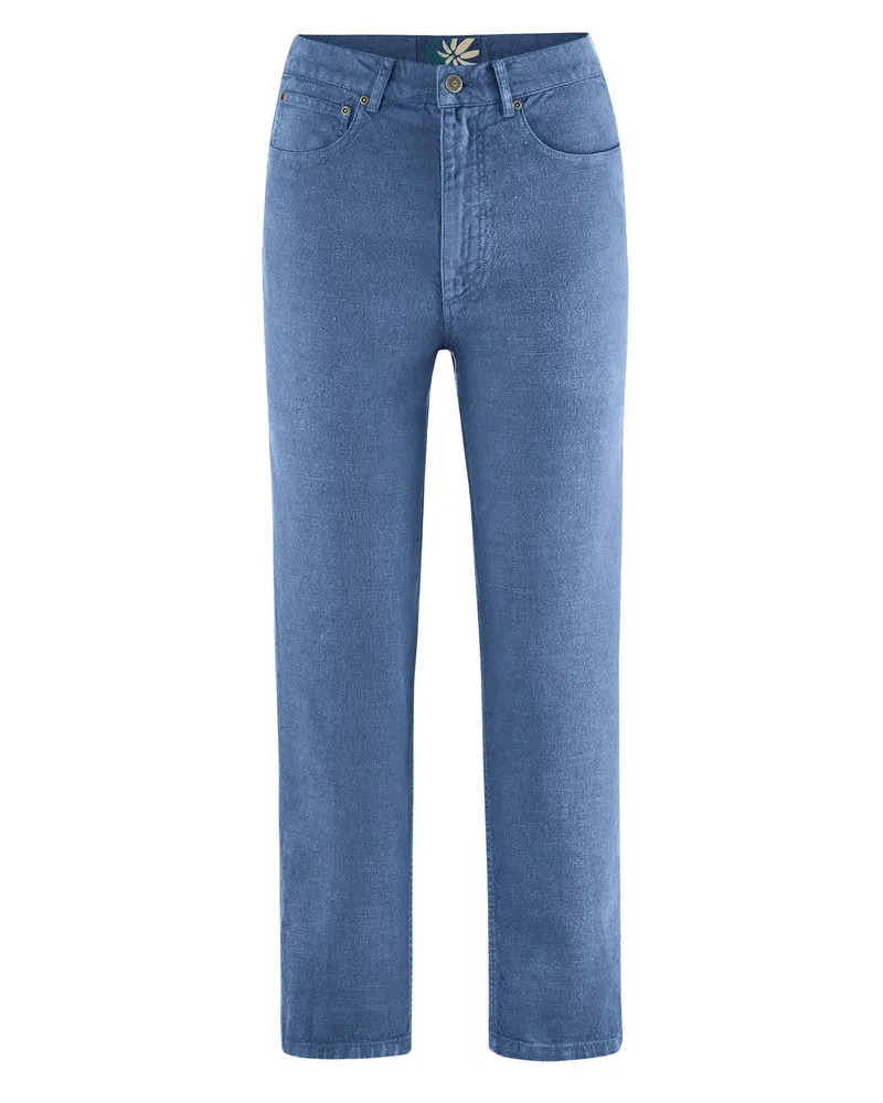 HempAge Hempage Damen vegan Jeans Mit Hoher Leibhöhe Blueberry, Blau, – Produktbild 1 von 2