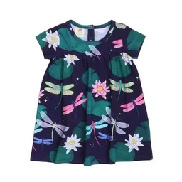 Walkiddy Kinder Kleid GOTS zertifiziert – Dunkelblau mit Libellenmuster, Kurzarm, weich & bequem | von Walkiddy – Produktbild 1 von 1