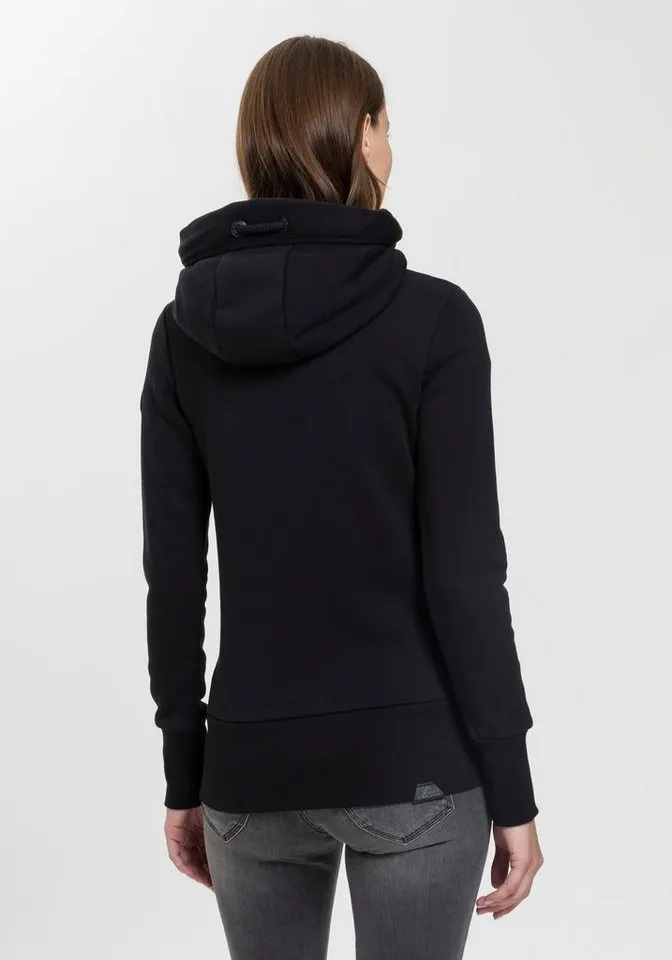 ragwear ragwear Sweatjacke NESKA ZIP O figurbetont in melierter Optik und mit großer Kapuze, Schwarz, – Produktbild 2 von 4