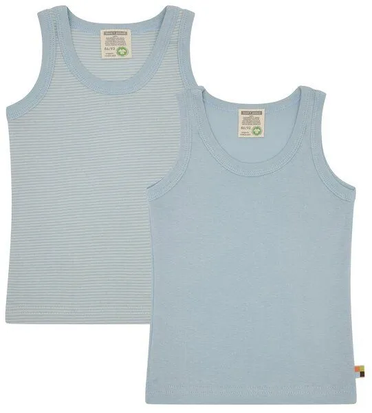 loud + proud loud + proud Babys & Kinder Doppelpack Unterhemden aus Feinripp, GOTS-zertifiziert, Eisblau(blau), – Produktbild 1 von 4