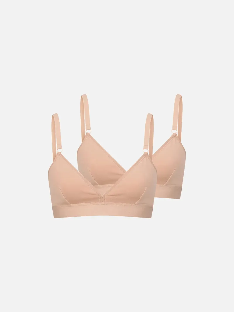 erlich textil erlich textil Casual Cotton Triangel Bralette im 2er Pack aus Bio-Baumwolle, made in Europe, Ton, – Produktbild 1 von 3