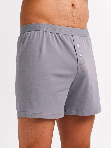erlich textil erlich textil Casual Cotton Boxers, weite Boxershorts aus Bio-Baumwolle, made in Europe, Steingrau, – Produktbild 2 von 6
