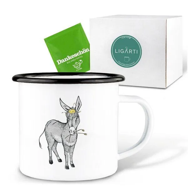 LIGARTI Emaille Tasse – Eselnest – LIGARTI Tiermanufaktur – Produktbild 3 von 4