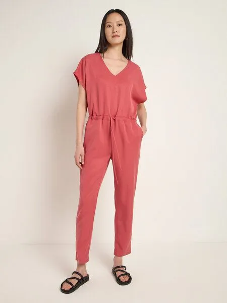 LANIUS LANIUS Jumpsuit STRIPE aus TENCEL und Bio-Leinen, Pink (lipstick), – Produktbild 1 von 2