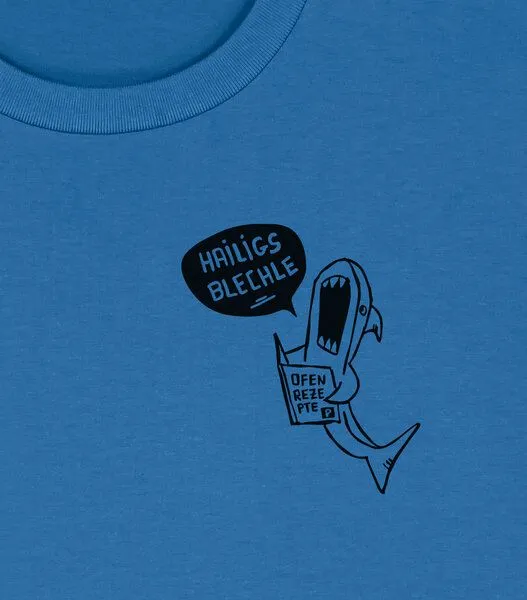 päfjes päfjes Hailigs Blechle Hai Kochen - Unisex Männer T-Shirt Bio & Fair, Mindful blue (blau), – Produktbild 4 von 4