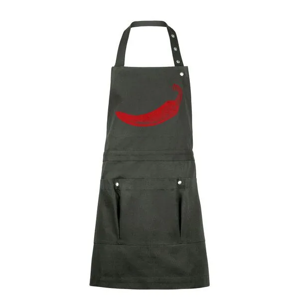 HANDGEDRUCKT HANDGEDRUCKT "Chilly" Schürze kurz aus zertifizierter Bio Baumwolle, Dark grey, – Produktbild 1 von 3