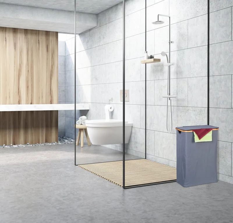 RELAXDAYS RELAXDAYS Wäschekorb mit Deckel 105 l (1 St), Braun|grau, – Produktbild 1 von 5