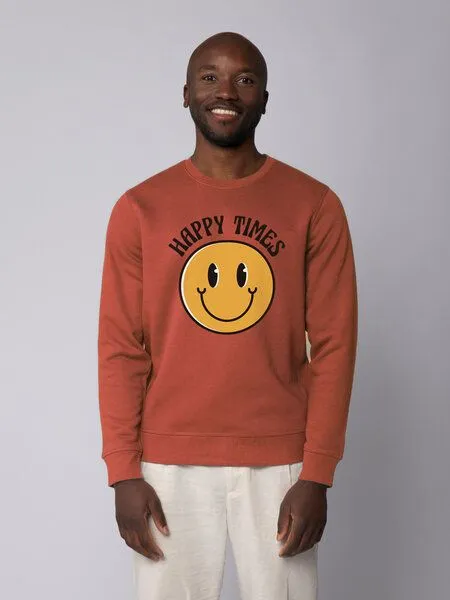 watapparel watapparel Sweatshirt Unisex Happy times smiley emoji, Heritage brown, – Produktbild 2 von 4