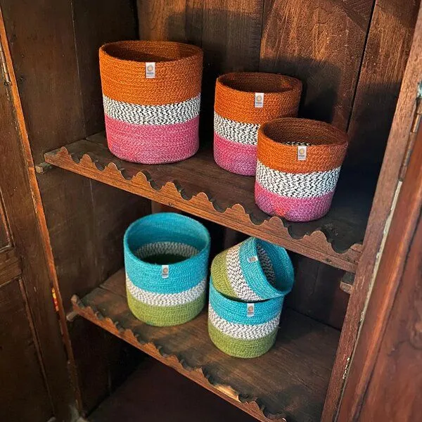 reSpiin reSpiin 3er-Set große Jute-Körbe - Zickzack, Ocean, – Produktbild 4 von 4