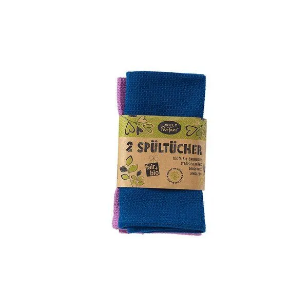 weltPartner weltPartner 2er-Set Spültücher aus Bio-Baumwolle, 30x30 cm, Blau-flieder (blau), – Produktbild 2 von 2