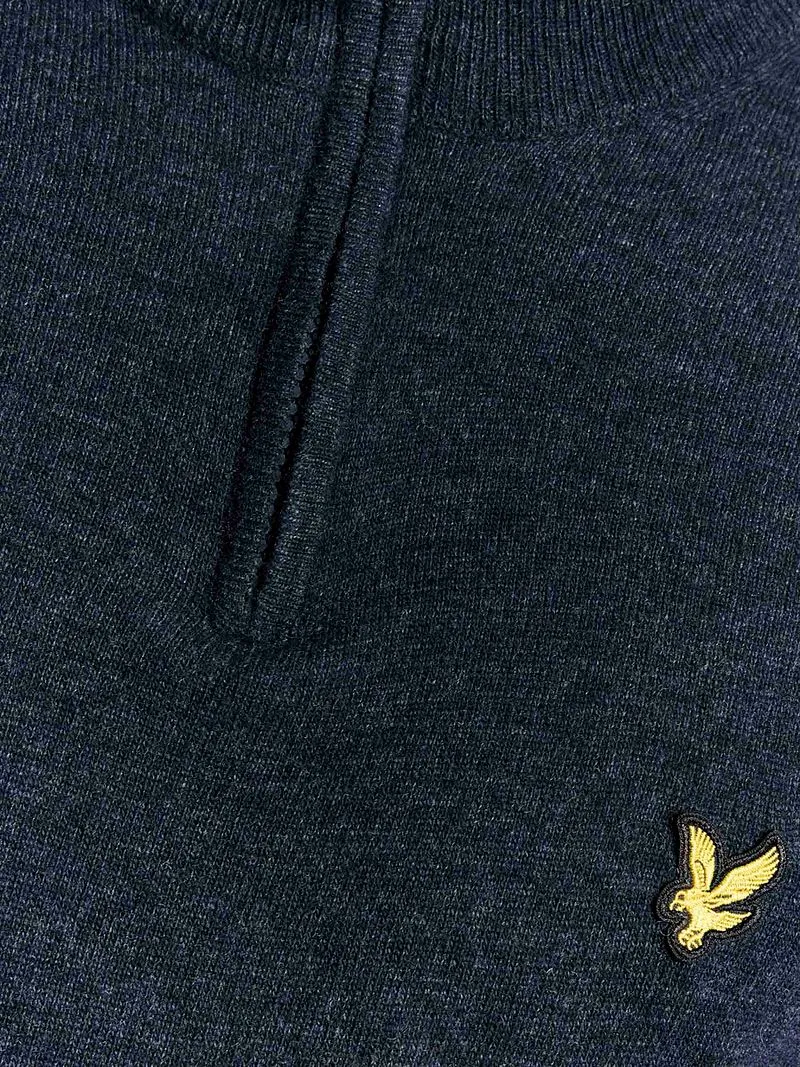 Lyle and Scott Lyle & Scott Half Zip Pull Merino Lammwolle Marine - Größe M, Dunkelblau, – Produktbild 5 von 5