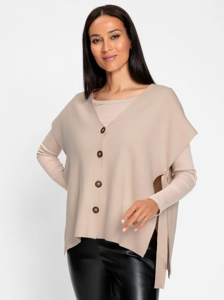 heine heine Strickweste Strickweste Ärmellos Milano-Ripp, Beige, – Produktbild 1 von 4