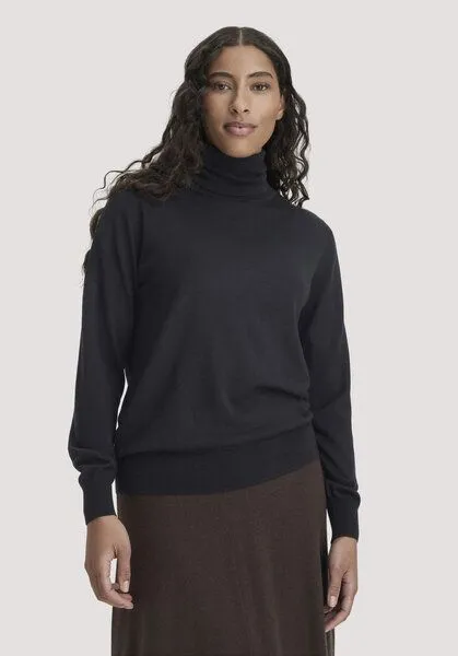 hessnatur hessnatur Rollkragenpullover Relaxed aus reiner Bio-Merinowolle, Schwarz, – Produktbild 1 von 4